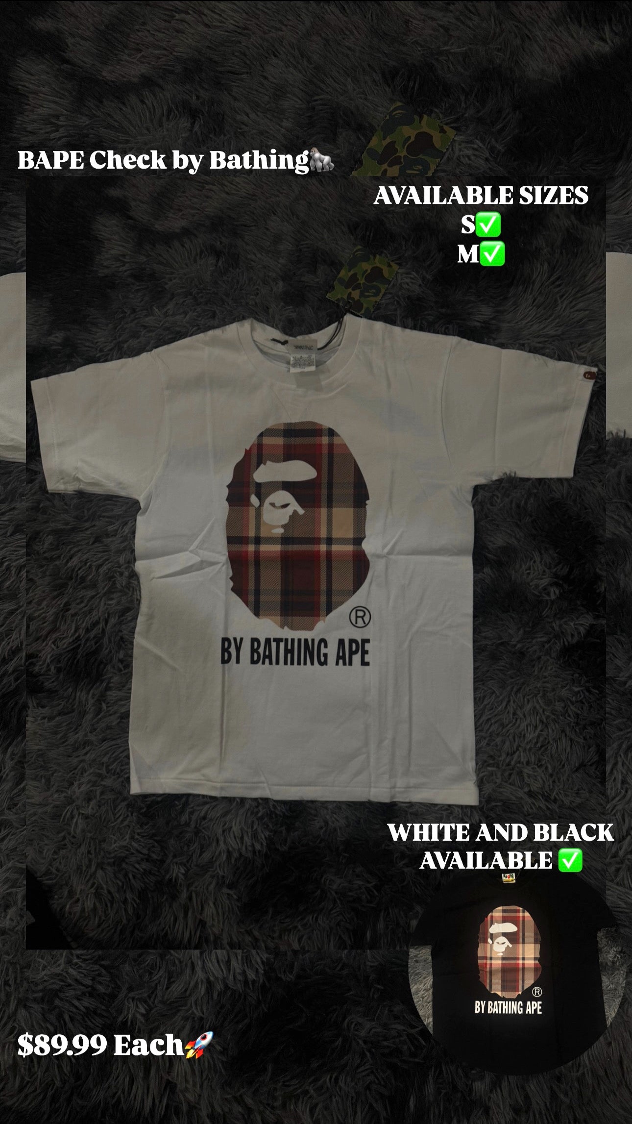 BAPE CHECK BY BATHING T-SHIRT