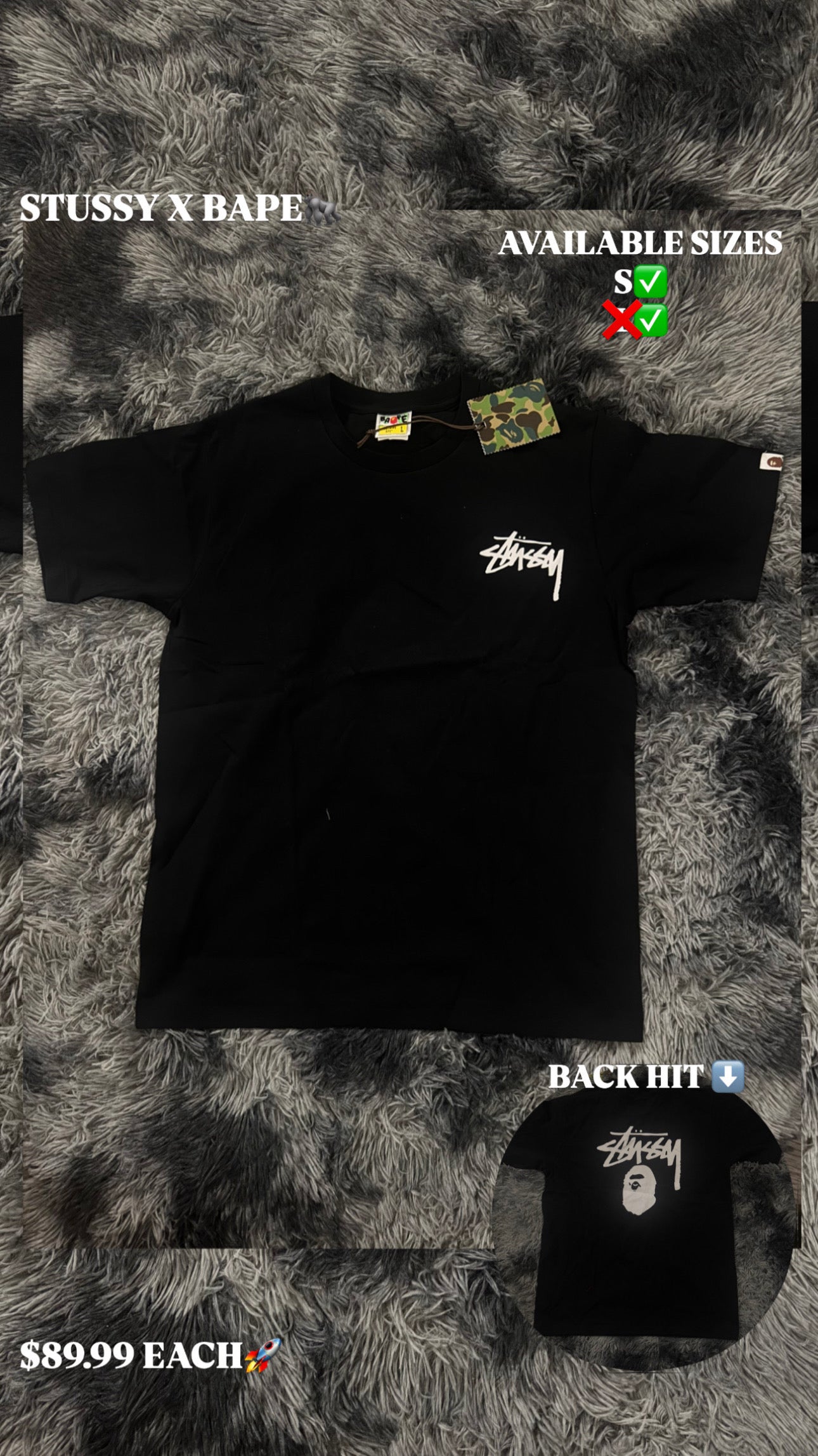 BAPE X STUSSY “BLACK” T-SHIRT