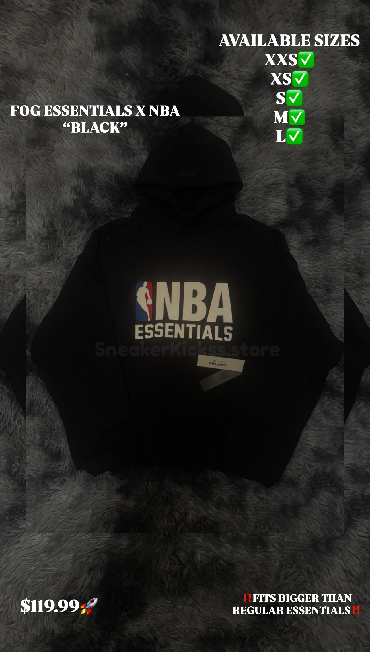 Essentials NBA Black Hoodie