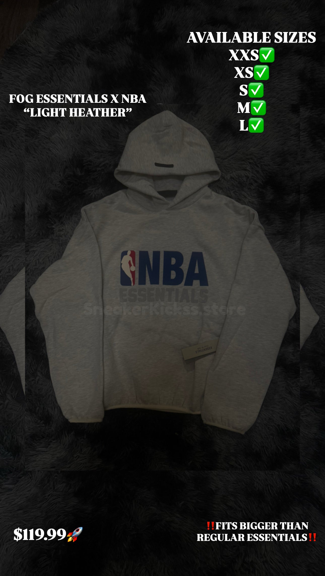 Essentials NBA Grey Hoodie